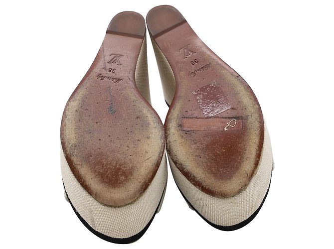 Zeppa Louis Vuitton in pelle beige Bianco - vista 7