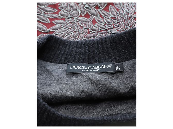 Dolce & Gabbana Bordeaux Moletom Brocado em Poliéster Borgonha Vermelho - vista 4