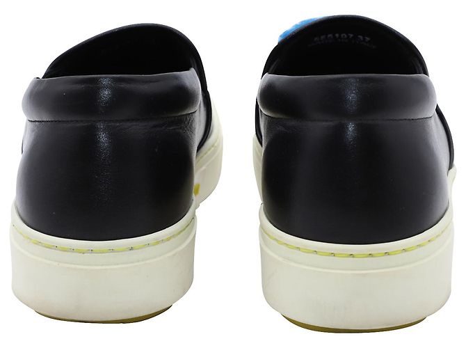 Fendi FF Shearling Fur Slip-On Sneaker aus schwarzem Leder - Ansicht 4