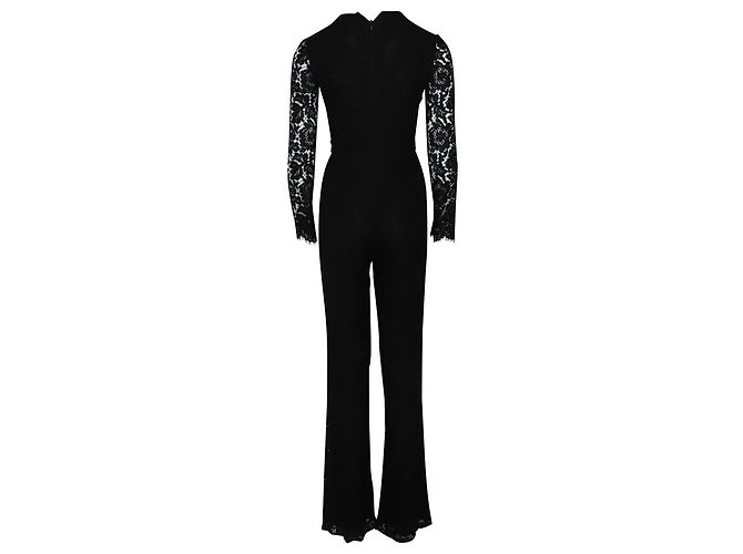 Mono largo de encaje de esmoquin en algodón negro Kyara de Diane Von Furstenberg - vista 8