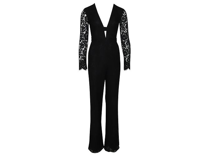 Mono largo de encaje de esmoquin en algodón negro Kyara de Diane Von Furstenberg - vista 9