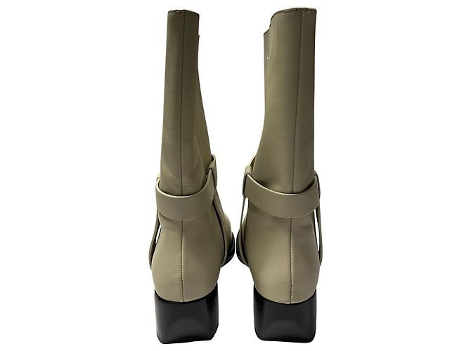 Autre Marque Legres Stacked-Heel Biker Boot in White Leather - view 4