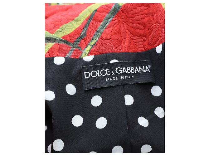 Dolce & Gabbana Blumen-Metallic-Brokatjacke aus roter Baumwolle - Ansicht 3