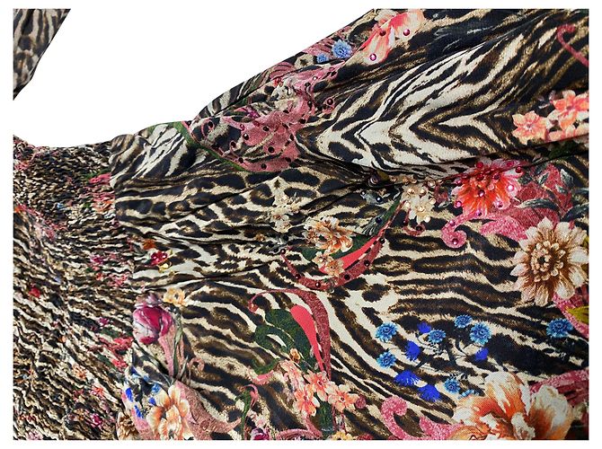 Mini abito Camilla con corpino arricciato in seta multicolor Multicolore - vista 9