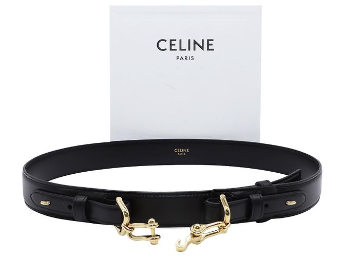 Céline Cintura Celine in Pelle di vitello Nero - vista 5