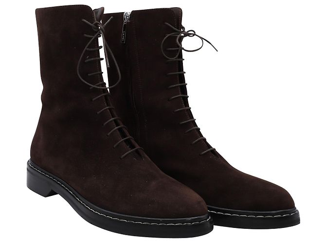 Ankle Boots The Row Fara com cadarços em camurça marrom - vista 3