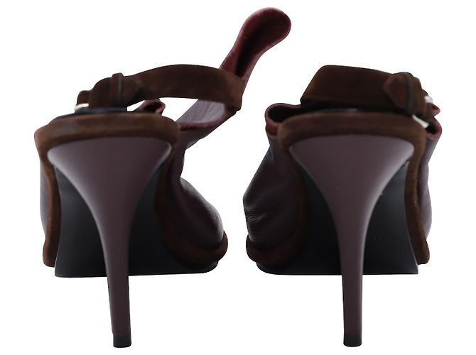 Mules Balenciaga Open Toe Slingback en cuero burdeos Roja - vista 5