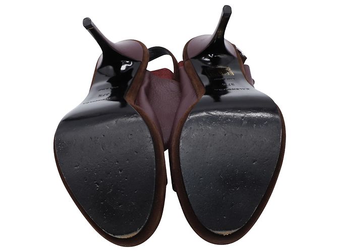 Mules Balenciaga Open Toe Slingback en cuero burdeos Roja - vista 7