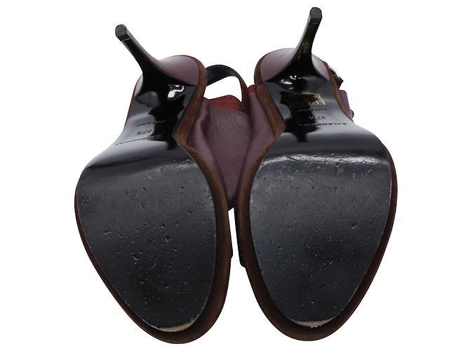 Mules Balenciaga Open Toe Slingback en cuero burdeos Roja - vista 9