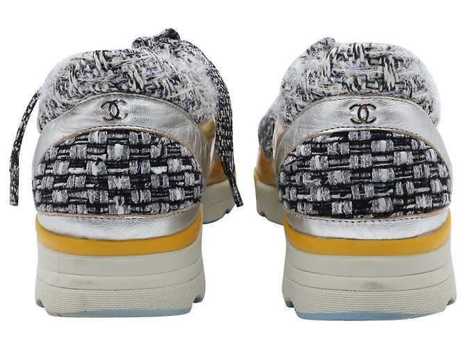 Tênis Chanel Tweed Lace Up em couro multicolorido Impressão em python - vista 3