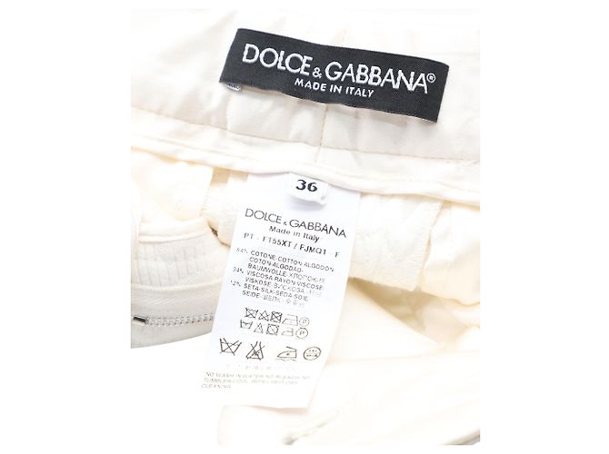 Dolce & Gabbana Floral Jacquard Trousers in Ivory Cotton White Cream - view 3