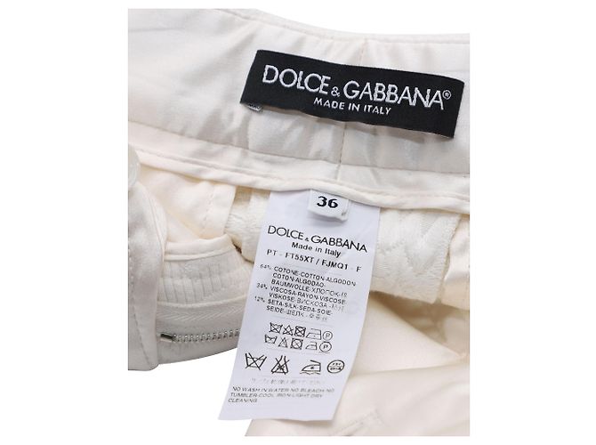 Dolce & Gabbana Floral Jacquard Trousers in Ivory Cotton White Cream - view 4