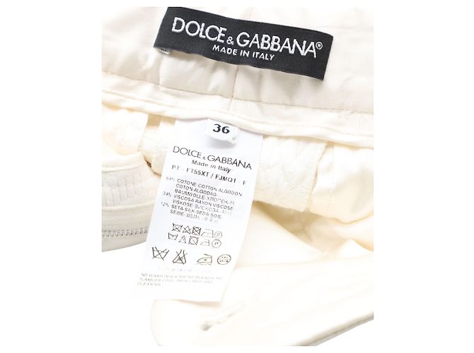 Dolce & Gabbana Floral Jacquard Trousers in Ivory Cotton White Cream - view 5
