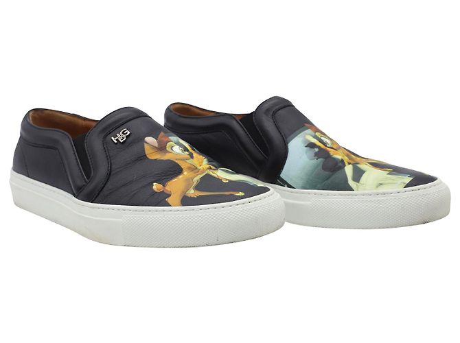 Sneakers Givenchy Bambi Skate in Pelle Nera Nero - vista 4