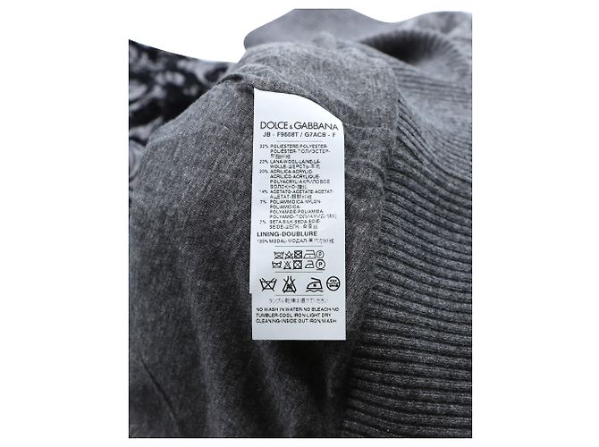 Dolce & Gabbana Besticktes Rundhals-Sweatshirt aus grauem Polyester - Ansicht 3