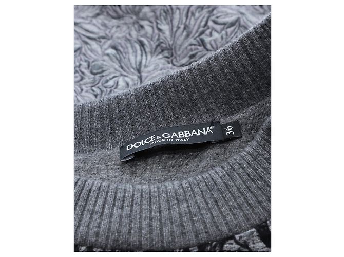 Dolce & Gabbana Besticktes Rundhals-Sweatshirt aus grauem Polyester - Ansicht 4