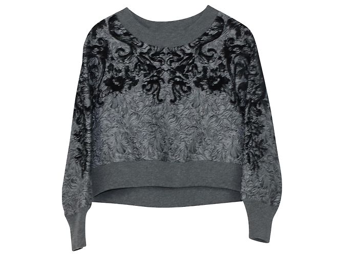 Dolce & Gabbana Besticktes Rundhals-Sweatshirt aus grauem Polyester - Ansicht 6