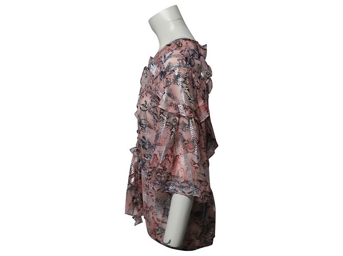 Camicetta in chiffon fil coupé metallizzato con schiena scoperta Iro in seta rosa pastello - vista 4
