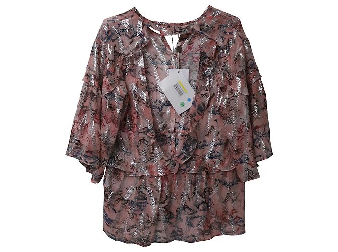 Camicetta in chiffon fil coupé metallizzato con schiena scoperta Iro in seta rosa pastello - vista 5