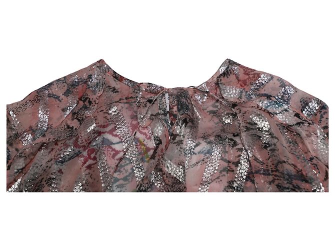 Camicetta in chiffon fil coupé metallizzato con schiena scoperta Iro in seta rosa pastello - vista 6