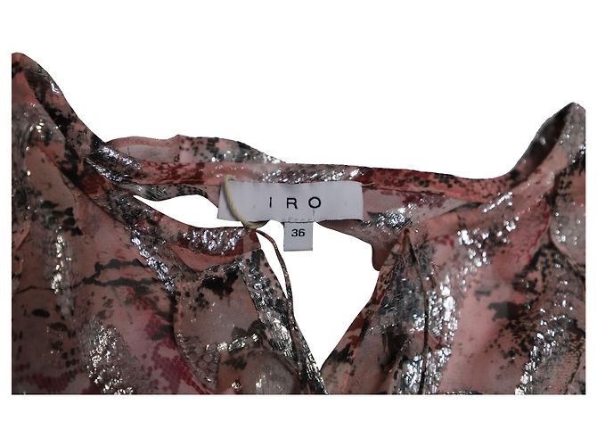 Camicetta in chiffon fil coupé metallizzato con schiena scoperta Iro in seta rosa pastello - vista 7