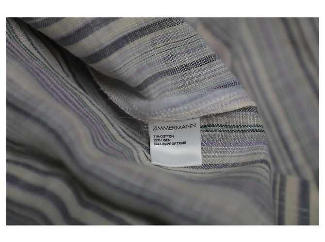 Abito lungo a tunica a righe Zimmermann in cotone multicolor Stampa python - vista 10