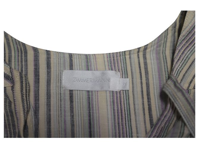 Abito lungo a tunica a righe Zimmermann in cotone multicolor Stampa python - vista 11