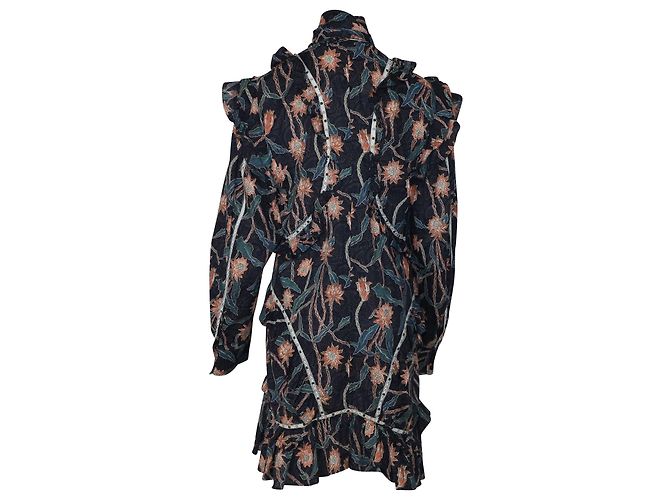 Isabel Marant Ullo Mini abito con volant in cotone blu Blu navy - vista 6