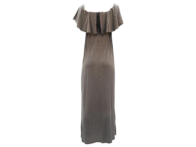 Alice + Olivia Schulterfreies Schlitzkleid aus grauem Lyocell - Ansicht 2