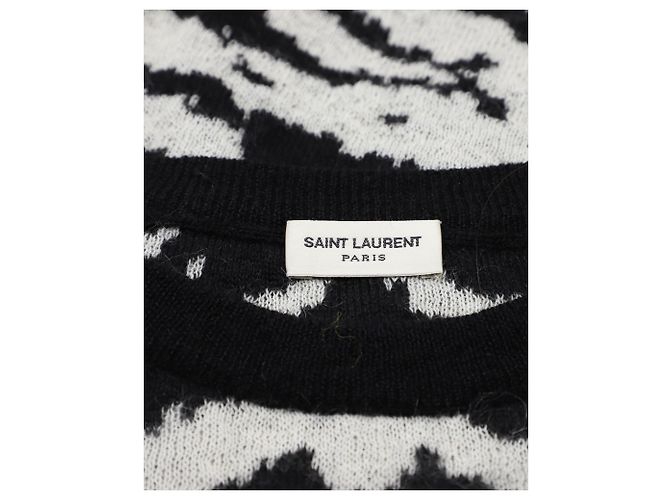 Oberer Intarsienpullover von Saint Laurent aus schwarzem Mohair - Ansicht 2