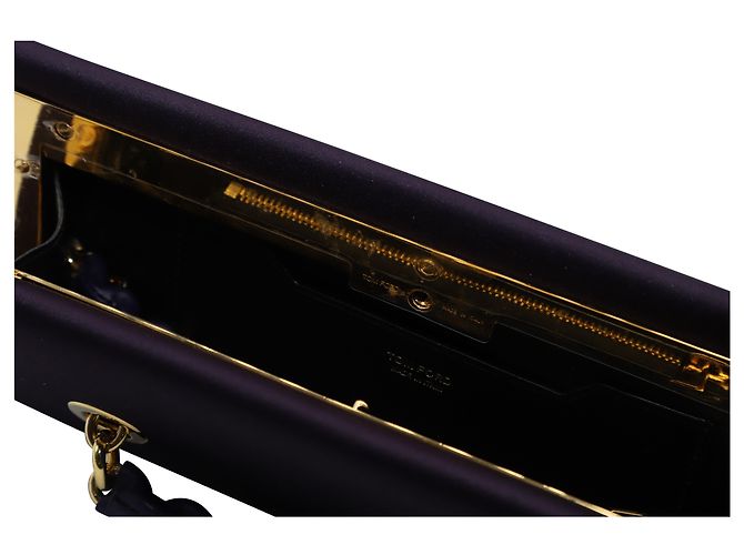 Pochette Tom Ford con Tracolla in Raso Viola - vista 8