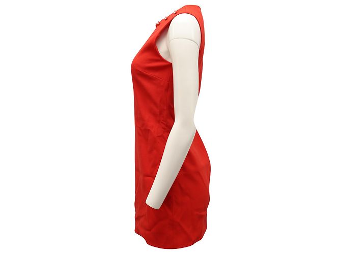 Minivestido de lana roja con adornos de cristal de Christopher Kane - vista 2