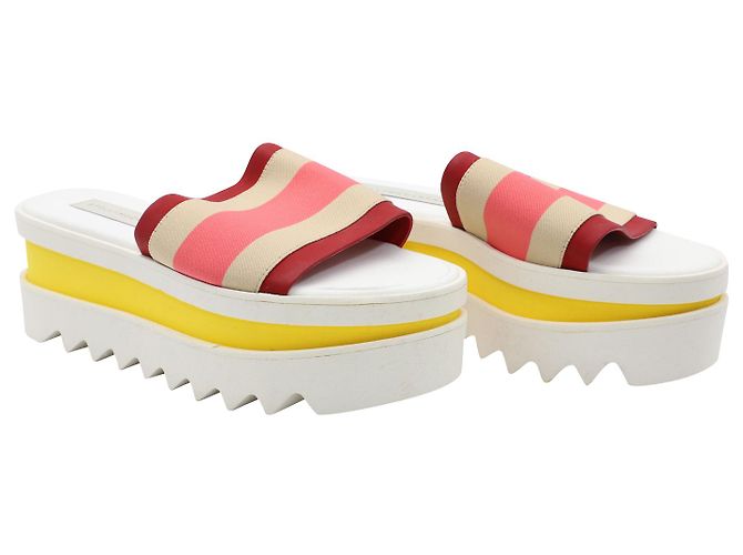 Stella Mc Cartney Ciabatte Stella Mccartney con plateau color block in ecopelle bianca Bianco - vista 3