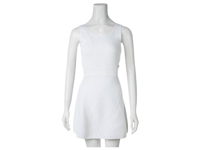Chanel Strickkleid mit tiefer Taille Weiß - Ansicht 2