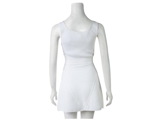 Chanel Strickkleid mit tiefer Taille Weiß - Ansicht 3