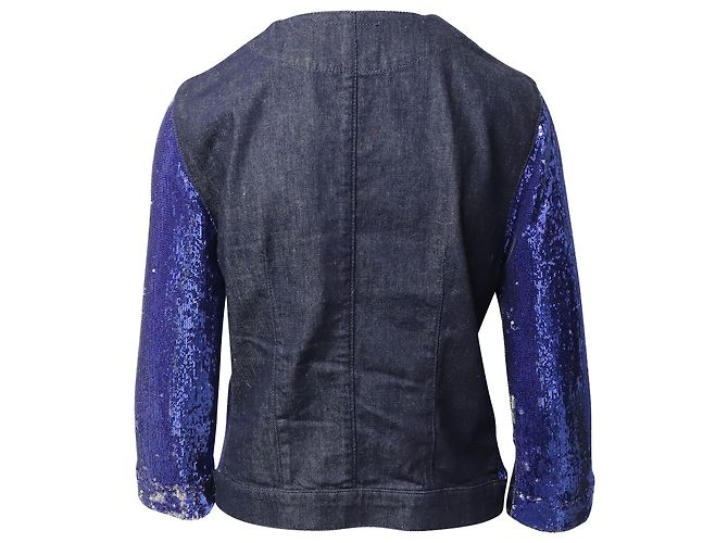 Giacca con paillettes Pinko Tag in denim blu - vista 3