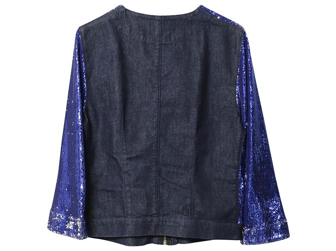 Giacca con paillettes Pinko Tag in denim blu - vista 4