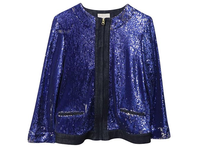 Giacca con paillettes Pinko Tag in denim blu - vista 5