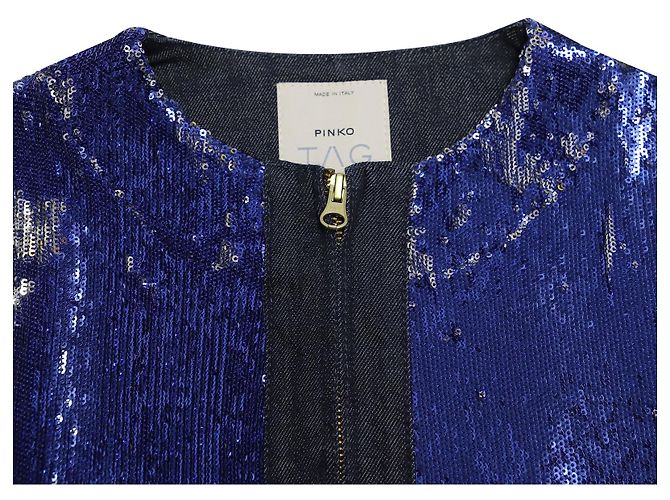 Giacca con paillettes Pinko Tag in denim blu - vista 6