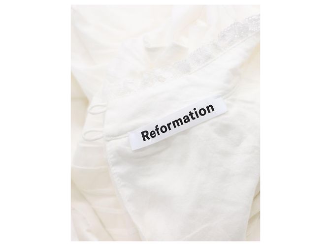 Vestido Reformation Dinah de algodón blanco Crudo - vista 5