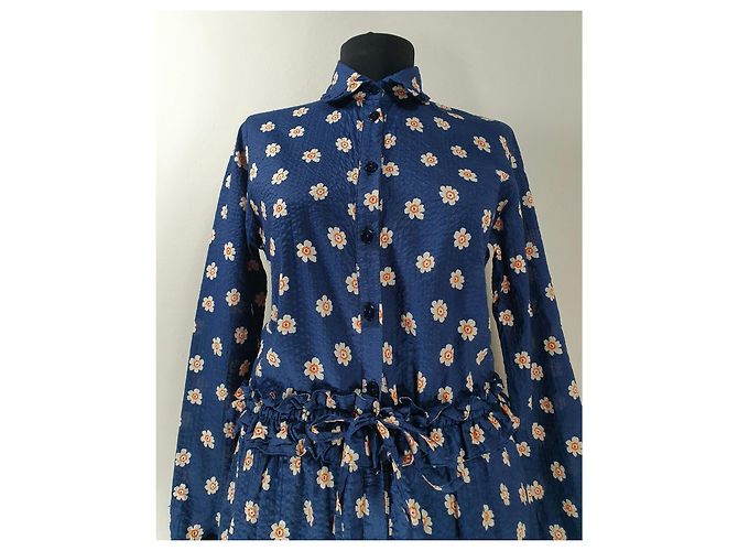 Autre Marque Vestido de flores azul de algodón Birgitte Herskind - vista 2