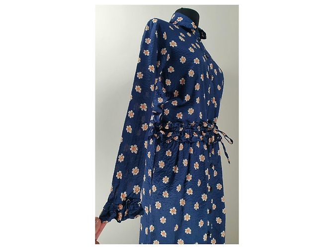 Autre Marque Vestido de flores azul de algodón Birgitte Herskind - vista 3