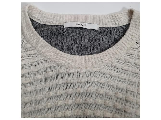 Uterque Pullover Grau Weiß aus Wolle und Kaschmir M - Ansicht 4