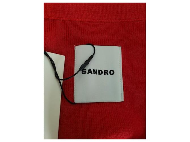 Coatigan Sandro de lana rojo Roja - vista 4