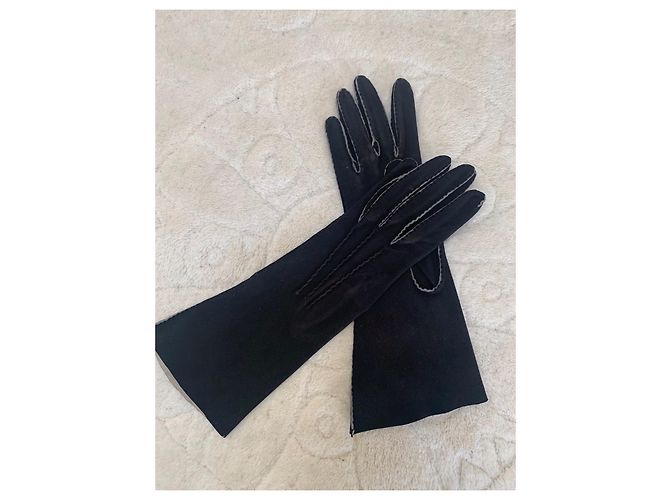 Hermès Handschuhe aus braunem Wildleder Dunkelbraun - Ansicht 6