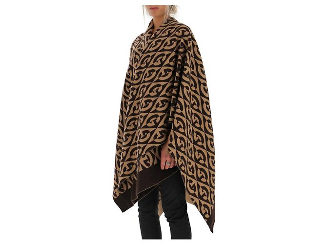 Poncho Gucci GG Rhombus Marrón como nuevo hombre Mujer - vista 2