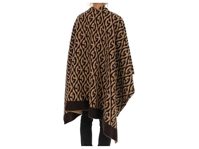 Poncho Gucci GG Rhombus Marrón como nuevo hombre Mujer - vista 3