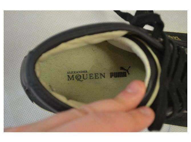 Alexander Mcqueen Sneakers alte unisex in tela e pelle Nero Bianco - vista 6