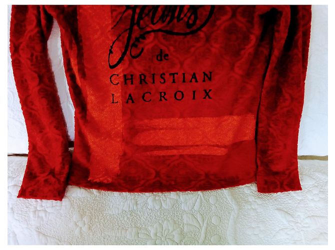 Autre Marque Top de elastano y velour de algodón,  , Cristian lacroix Roja - vista 2