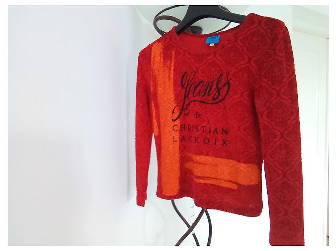 Autre Marque Top de elastano y velour de algodón,  , Cristian lacroix Roja - vista 5